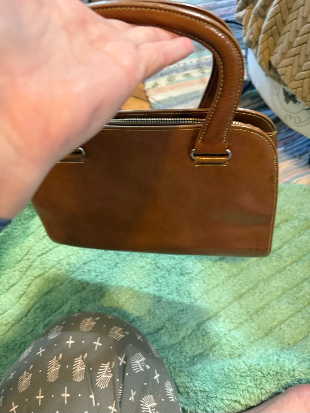 Antonio Melani Classic Tan Leather Top-Handle Women’s Bag - Picture 10 of 11